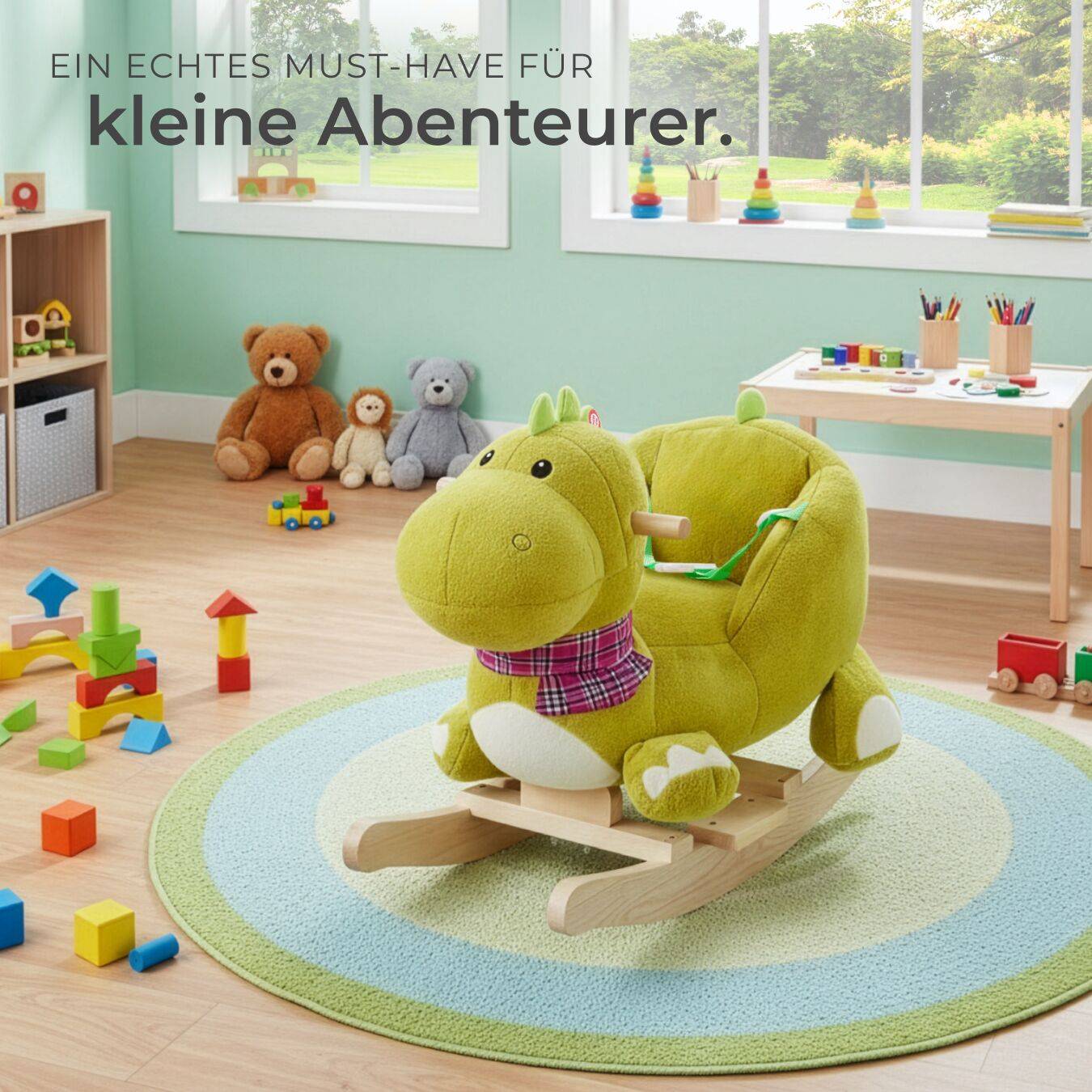 Schaukeltier Dinosaurier mit Plüschbezug, ab 12 Monaten