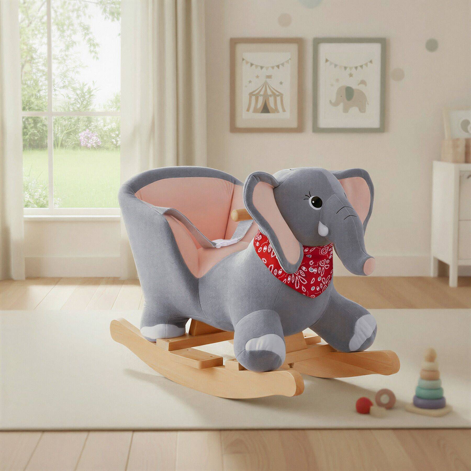 Schaukeltier Elefant, mit Plüschbezug, ab 12 Monaten
