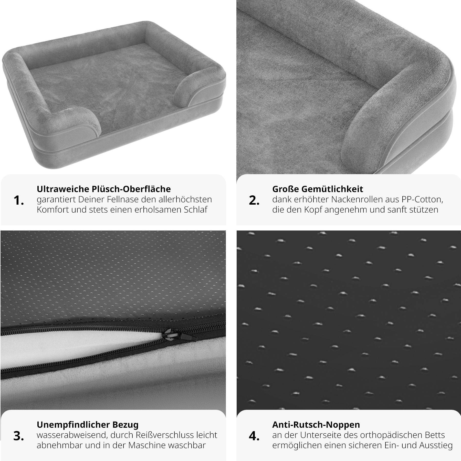 MIHIKK Orthopädisches Hundebett Groß – 88,9 X 55,9 Cm, 7,6 Cm Eierkisten-Schaum, Wasserdicht & Waschbar