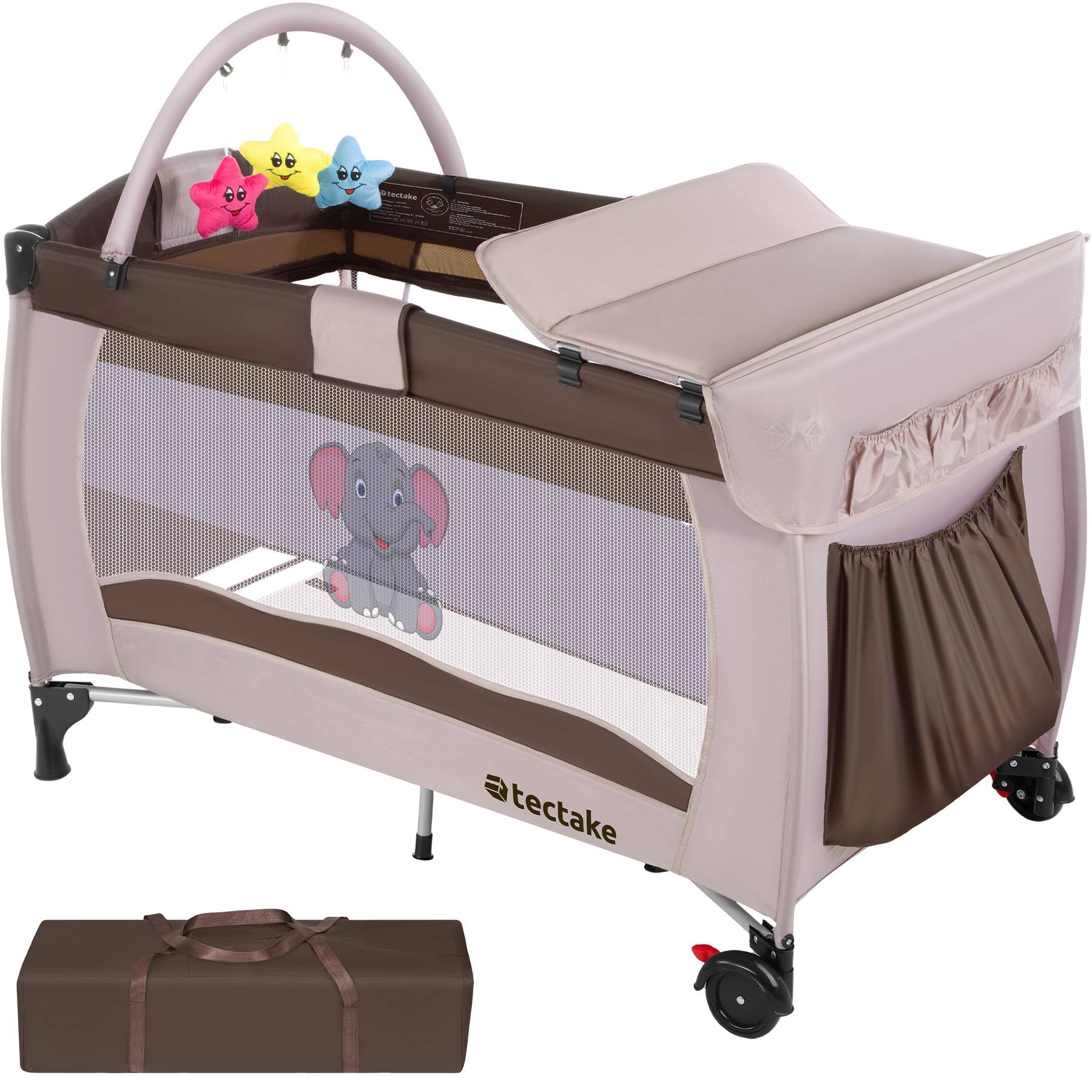 FANTASK 4-in-1 Reisebett Bis 15 Kg – Klappbar Als Beistellbett, Wickeltisch, Laufstall & Stubenwagen | Mit Matratze, Spieluhr & Tragetasche