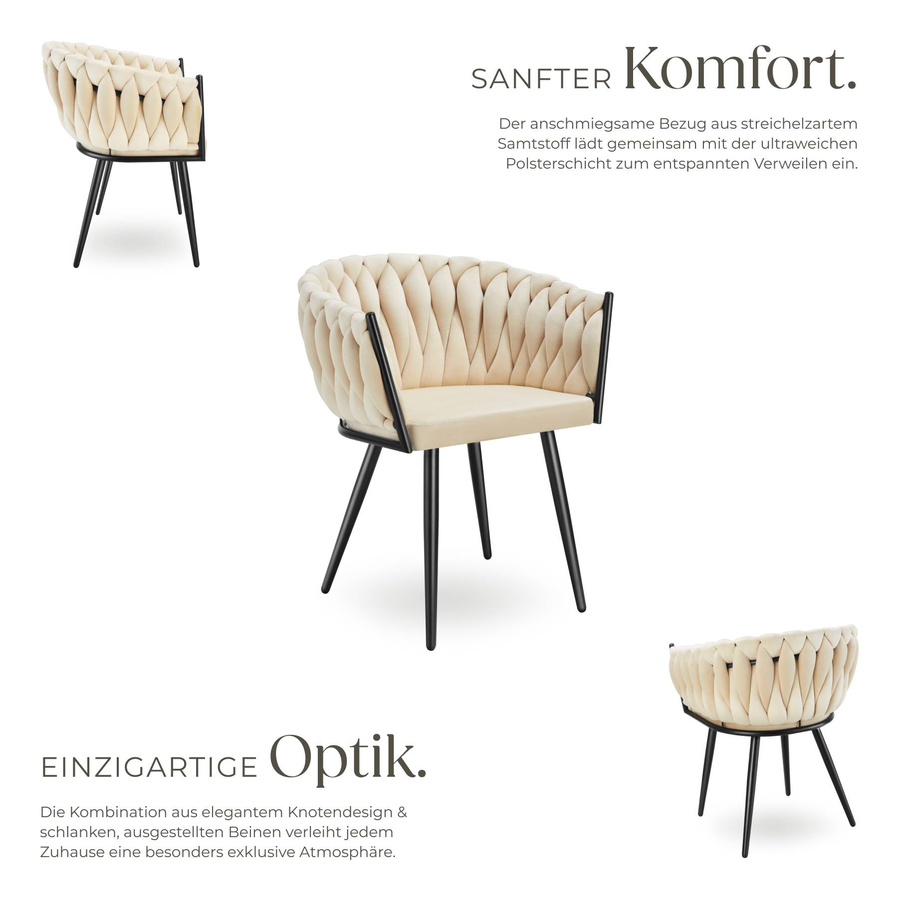 Set Esszimmerstuhl Astano Samt, Knotendesign