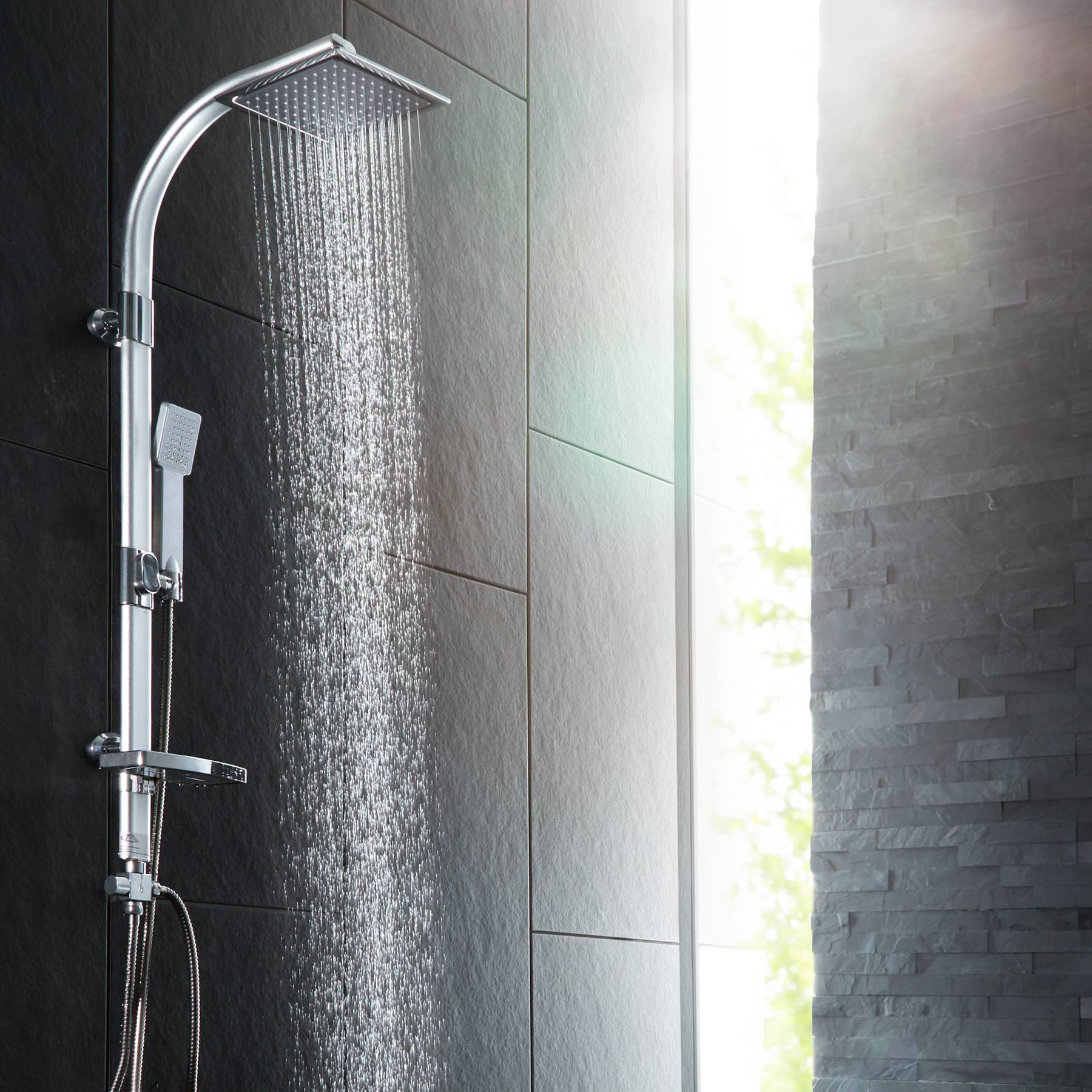 Duschsystem In Poliertem Chrom – 40,6 Cm Regenduschkopf Mit Handbrause & Deckenhalterung