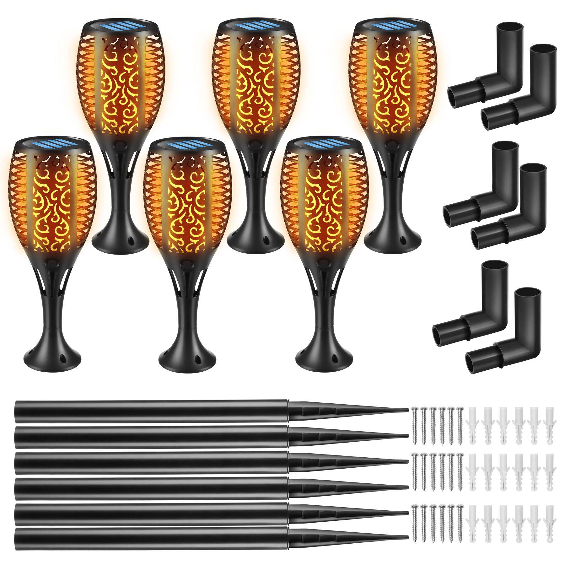 6er Set Solarleuchten Flare, LED, D&auml;mmerungssensor