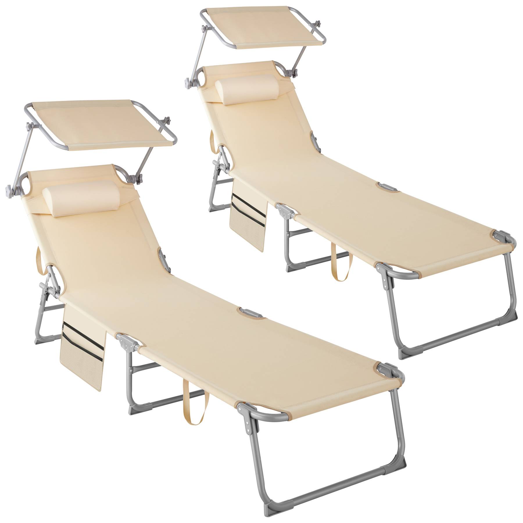 2er Set Sonnenliege Chlo&eacute; 4-stufig mit Kopfpolster 