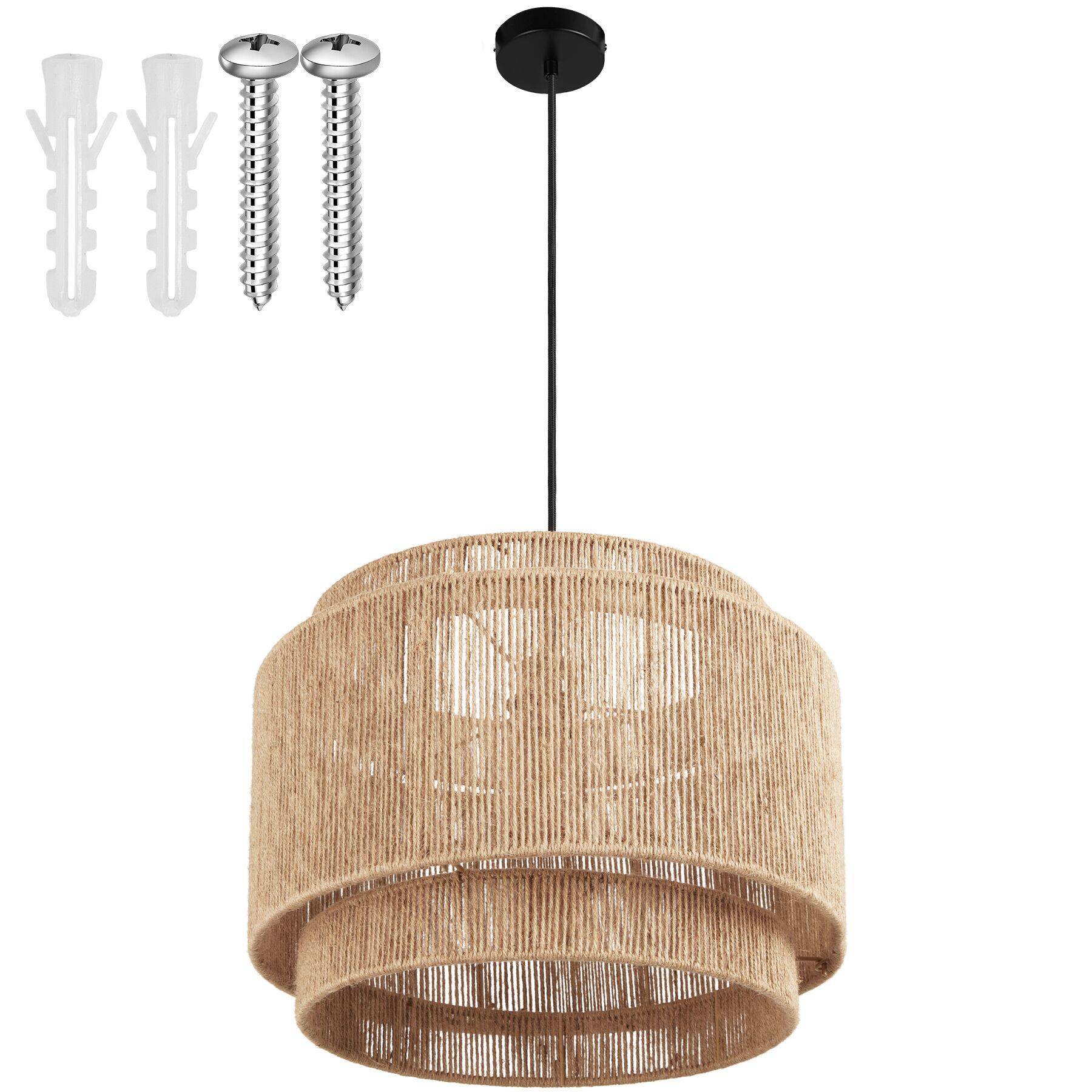 Pendelleuchte Lignea Lux aus Jute im Boho-Stil, 40W