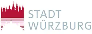 Logo der Stadt W&uuml;rzburg mit stilisierter Silhouette der Marienkapelle in Rot und Stadtname in grauer Schrift