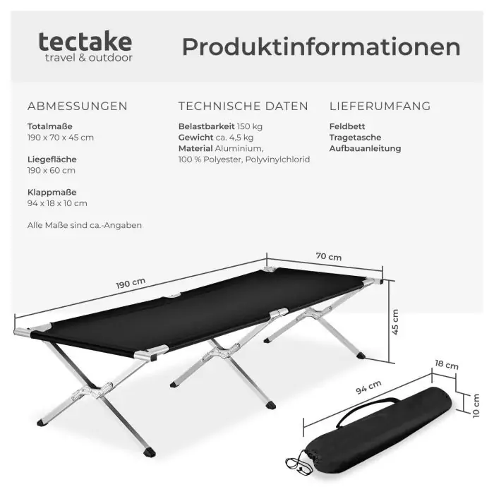 Feldbett aus Aluminium