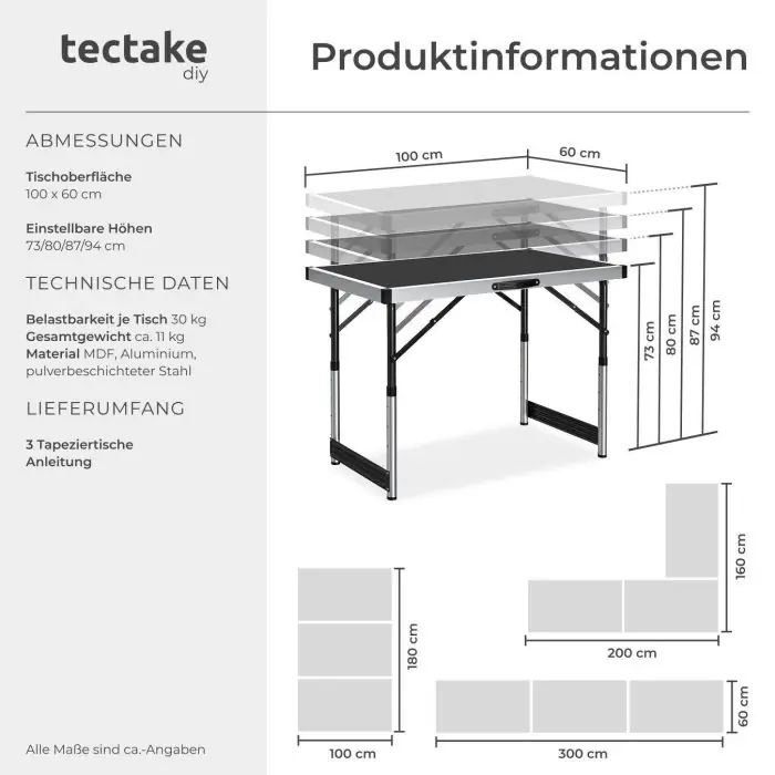 3er Set Tapeziertisch online kaufen