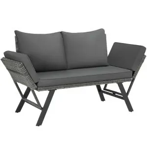 Rattan-Loungesofa Sintra, verstellbare Armlehnen, 2in1