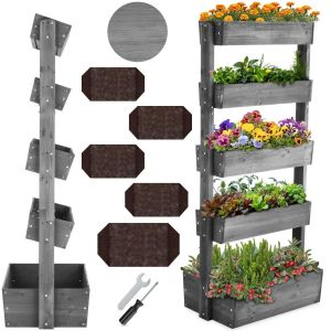 Vertikalbeet Flora, lackiertes Holz, inkl. Pflanzvlies