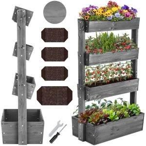 Vertikalbeet Flora, lackiertes Holz, inkl. Pflanzvlies