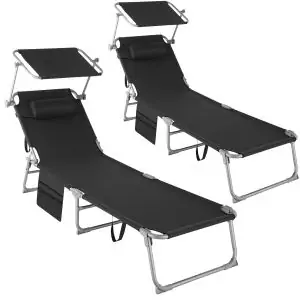 2er Set Sonnenliege Chlo&eacute; 4-stufig mit Kopfpolster 
