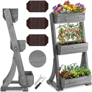 Vertikalbeet Flora, lackiertes Holz, inkl. Pflanzvlies