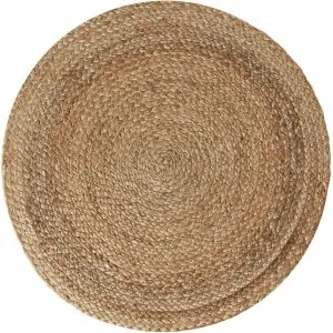 Handgewebter Teppich Glim aus Jute, Boho-Stil, rund 
