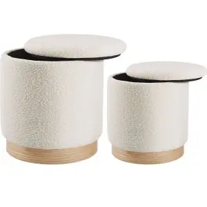 2er Set Sitzhocker Orchide Boucl&eacute;, gepolstert, mit Stauraum
