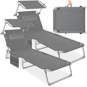 2er Set Sonnenliege Chlo&eacute; 4-stufig mit Kopfpolster 