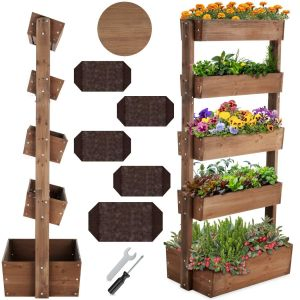 Vertikalbeet Flora, lackiertes Holz, inkl. Pflanzvlies
